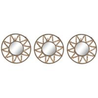 Set spiegels Home ESPRIT Natuurlijk Scandi 20 x 1 x 20 cm (3 Onderdelen)