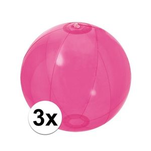 3x Opblaasbare strandbal fel roze 30 cm