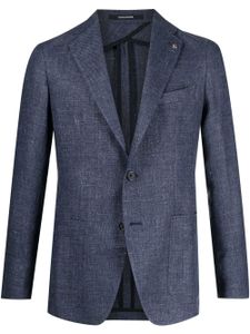 Tagliatore blazer en lin et laine mélangés à simple boutonnage - Bleu