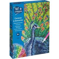Creatie met mini-strasssteentjes - SENTOSPHERE - Kunst & Creaties - Diamond Painting Canvas - Pauw - Leeftijd 8+