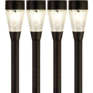 4x Buiten/tuin LED zwarte stekers Jive solar verlichting 32 cm