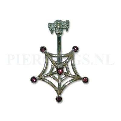 Navelpiercing spinnenweb paars