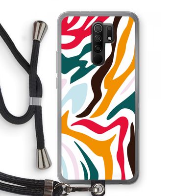 Colored Zebra: Xiaomi Redmi 9 Transparant Hoesje met koord