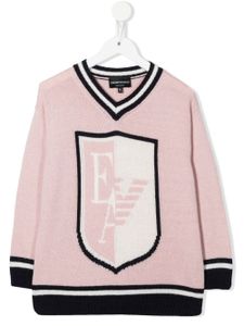 Emporio Armani Kids pull à logo en intarsia - Rose