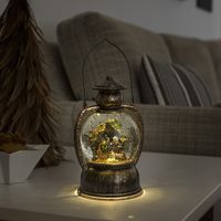 Konstsmide Sneeuwlantaarn voor binnen - Kerststal - Warm wit - 20 cm - Waterlantaarn - Verlichting op batterijen - Timer - Kerstverlichting