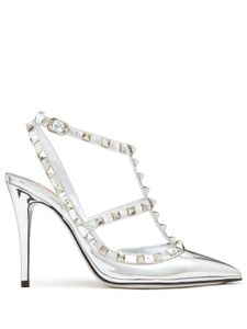 Valentino Garavani escarpins Rockstud 100 mm à bride cheville - Argent