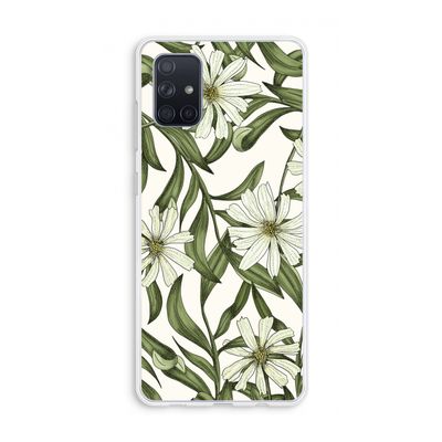 Wit bloemenpatroon: Galaxy A71 Transparant Hoesje