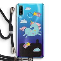 Vliegende eenhoorn: Huawei P30 Lite Transparant Hoesje met koord Vliegende eenhoorn: Huawei P30 Lite Transparant Hoesje met koord