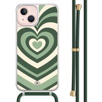 iPhone 13 hoesje met groen koord - Hart swirl groen iPhone 13 hoesje met groen koord - Hart swirl groen