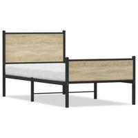 Bedframe hoofd- en voeteneinde metaal sonoma eiken 90x200 cm