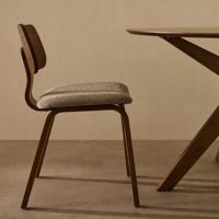 Kave Home Eetkamerstoel 'Gena' Walnoot en rubberhout, kleur Beige