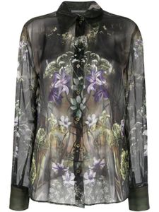 Alberta Ferretti jupe en soie à fleurs - Gris