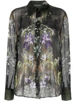 Alberta Ferretti jupe en soie à fleurs - Gris