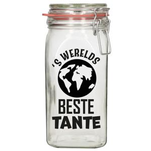 Cadeau voorraadpot - tante - glas - 12 x 7 cm - 1,5 liter - verjaardag - snoeppot