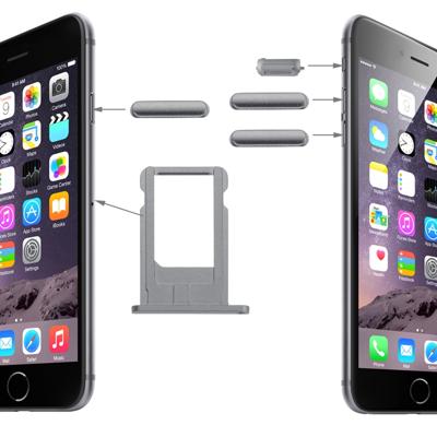 Originele kaart lade & Volume controle sleutel & scherm Lock toets & Mute Switch Vibrator toets Kit voor iPhone 6(Grey)