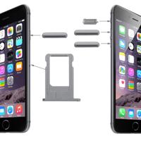 Originele kaart lade & Volume controle sleutel & scherm Lock toets & Mute Switch Vibrator toets Kit voor iPhone 6(Grey)