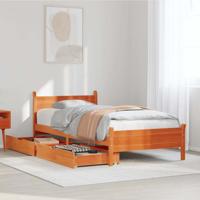 Bedframe zonder matras massief grenenhout wasbruin 75x190 cm