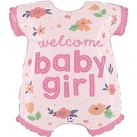 Folieballon 'Welcome Baby Girl' Rompertje Roze (66cm) Folieballon 'Welcome Baby Girl' Rompertje Roze (66cm)