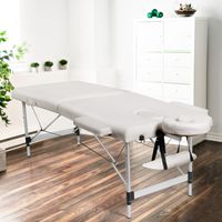 185cm PVC Lederen Opvouwbare Massagetafel Draagbaar Massagebed 2-Laags In Hoogte Verstelbaar Afneembare Hoofdsteun/Armleuningen - thumbnail