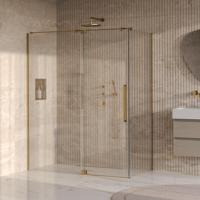 BRAUER Stellar Douchecabine - 160x100x200cm - draaideur - glascoating - omkeerbaar - helder glas - geborsteld goud PVD GS-SRC1H160100200GG
