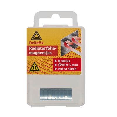 Radiatorfolie magneten 8x - nikkel - hittebestendig - 10 x 3 mm