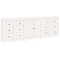 vidaXL Dressoir 230x35x80 cm massief grenenhout wit - thumbnail