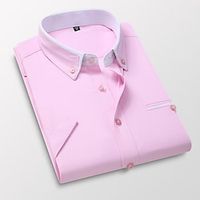 Voor heren Overhemd Button-down overhemd Shirt met kraag Strijkvrij overhemd Licht Roze Wit Rood Marineblauw Korte mouw Effen Kraag Alle seizoenen Bruiloft Werk Kleding Lightinthebox - thumbnail