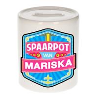 Kinder spaarpot met naam - Mariska - keramiek - met dop - wit - Sparen - Spaargeld van Mariska