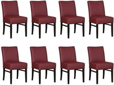 Set van 8 Donkerrode leren landelijke eetkamerstoelen Hold - Toledo Leer Bordeaux (donkerrood leer)