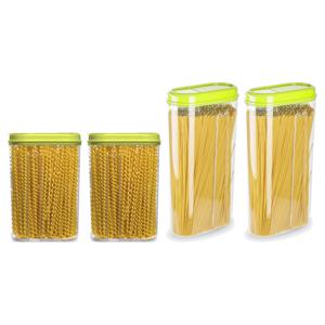 Voedselcontainers set - 4 stuks - groen - 2350ml en 1500ml - kunststof - voorraadpot/strooibus