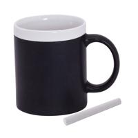 Krijtbord koffie mok - wit - beschrijfbare beker - Koffiemok met eigen naam - thumbnail