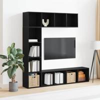 Boekenkast 3 pcs Zwart Eiken 36 x 30 x 143 cm Bewerkt hout