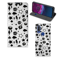 Mobiel BookCase Motorola One Action Silver Punk - thumbnail