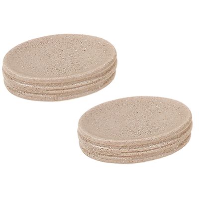 Set van 2x stuks zeephouders/zeepbakjes creme keramiek 13 cm