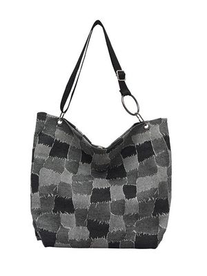 Vintage Denim Instelbaar Een Schouder Groot Capaciteit Tote Tas