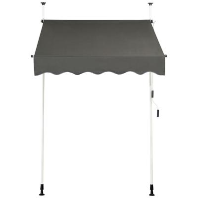 Uitschuifbare Luifel Zonwering met Slinger in Hoogte Verstelbare Luifel 150 x 120 cm Grijs
