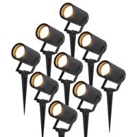 Set van 9 Spikey LED prikspots - GU10 4 Watt 345 lumen - Dimbaar - Kantelbaar - 2700K warm wit - IP65 Waterdicht - Zwart - Tuinspots - Pinspots