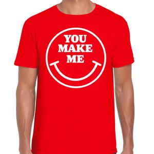 Verkleed T-shirt voor heren - you make me - Smile Emoticon - rood - carnaval - foute party - feestkl