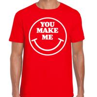 Verkleed T-shirt voor heren - you make me - Smile Emoticon - rood - carnaval - foute party - feestkl