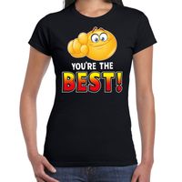 Funny emoticon t-shirt you are the best zwart voor dames - thumbnail