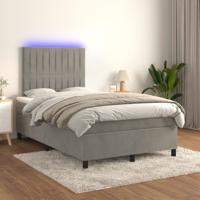 Boxspring met matras en LED fluweel lichtgrijs 120x200 cm