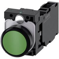 Siemens 3SU11000AB401FA0 3SU1100-0AB40-1FA0 Druktoets Kunststof frontring, Rond Knop Zwart, Groen 1 stuk(s)