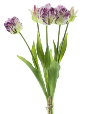 Bosje kunst tulpen Parrot Sally x5 purple 40 cm - Buitengewoon de boet