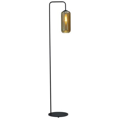 Masterlight Zwarte vloerlampQuinto met smoke cilinderglas - 1262-05-05-5