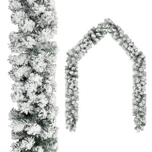 VidaXL Kerstslinger met sneeuw 5 m pvc groen
