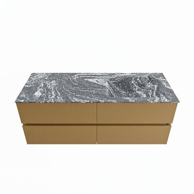 MONDIAZ VICA-DLUX 130cm badmeubel onderkast Oro 4 lades. Inbouw wastafel CLOUD rechts 1 kraangat, kleur Lava.