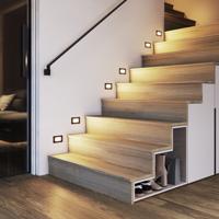 HOFTRONIC™ Set van 6 Dillon LED Inbouw wandlampen Zwart - Wand Inbouwspot rechthoek - 3 Watt 340 Lumen - 3000K warm wit - IP54