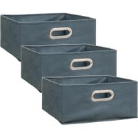 Set van 3x stuks opbergmand/kastmand 14 liter grijsblauw linnen 31 x 31 x 15 cm