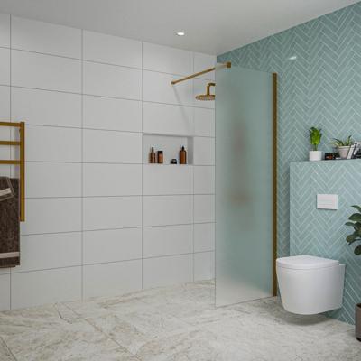 Fortifura Galeria inloopdouche - 70x200cm - mat glas - wandarm - Geborsteld koper PVD (Koper) SW797924/SW876702