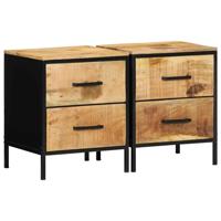 Nachtkastje Bruin en zwart 40 x 35 x 50 cm massief mangohout